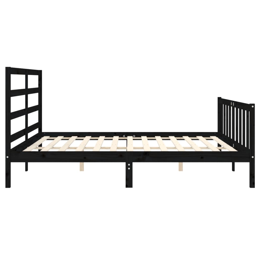 Giroletto con Testiera Nero 200x200 cm in Legno Massello | homemem39