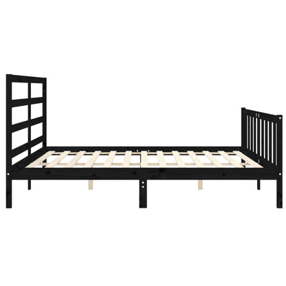 Giroletto con Testiera Nero 200x200 cm in Legno Massello | homemem39