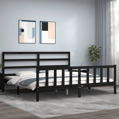 Giroletto con Testiera Nero 200x200 cm in Legno Massello | homemem39