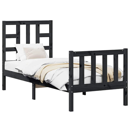 Giroletto con Testiera Nero Small Single in Legno Massello