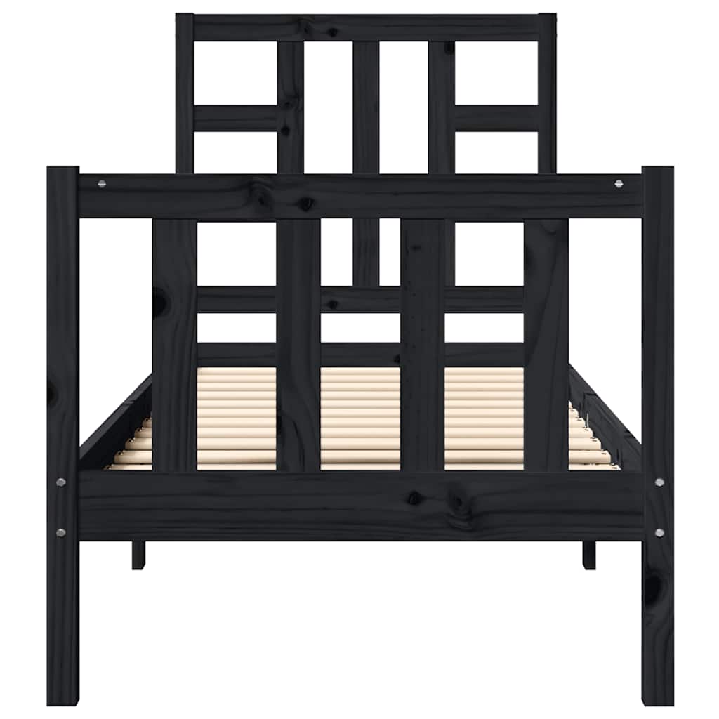 Giroletto con Testiera Nero Small Single in Legno Massello