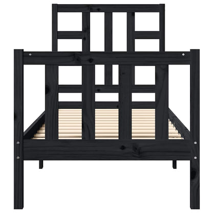 Giroletto con Testiera Nero Small Single in Legno Massello