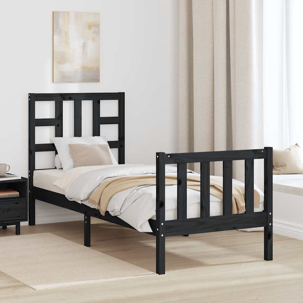 Giroletto con Testiera Nero Small Single in Legno Massello