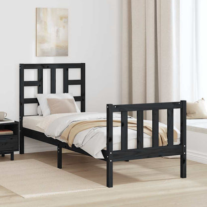 Giroletto con Testiera Nero Small Single in Legno Massello