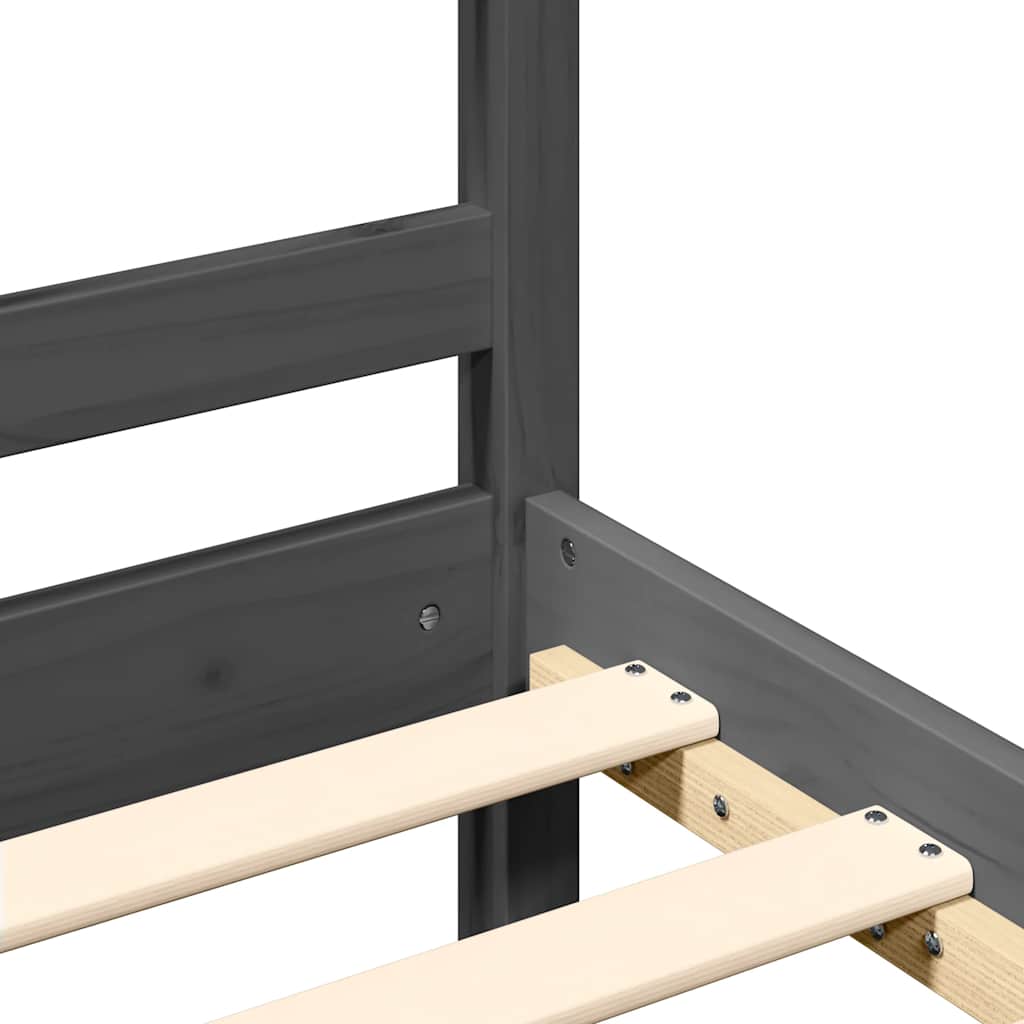 Giroletto con Testiera Grigio 200x200 cm in Legno Massello