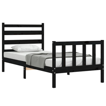 Giroletto con Testiera Nero Small Single in Legno Massello | homemem39