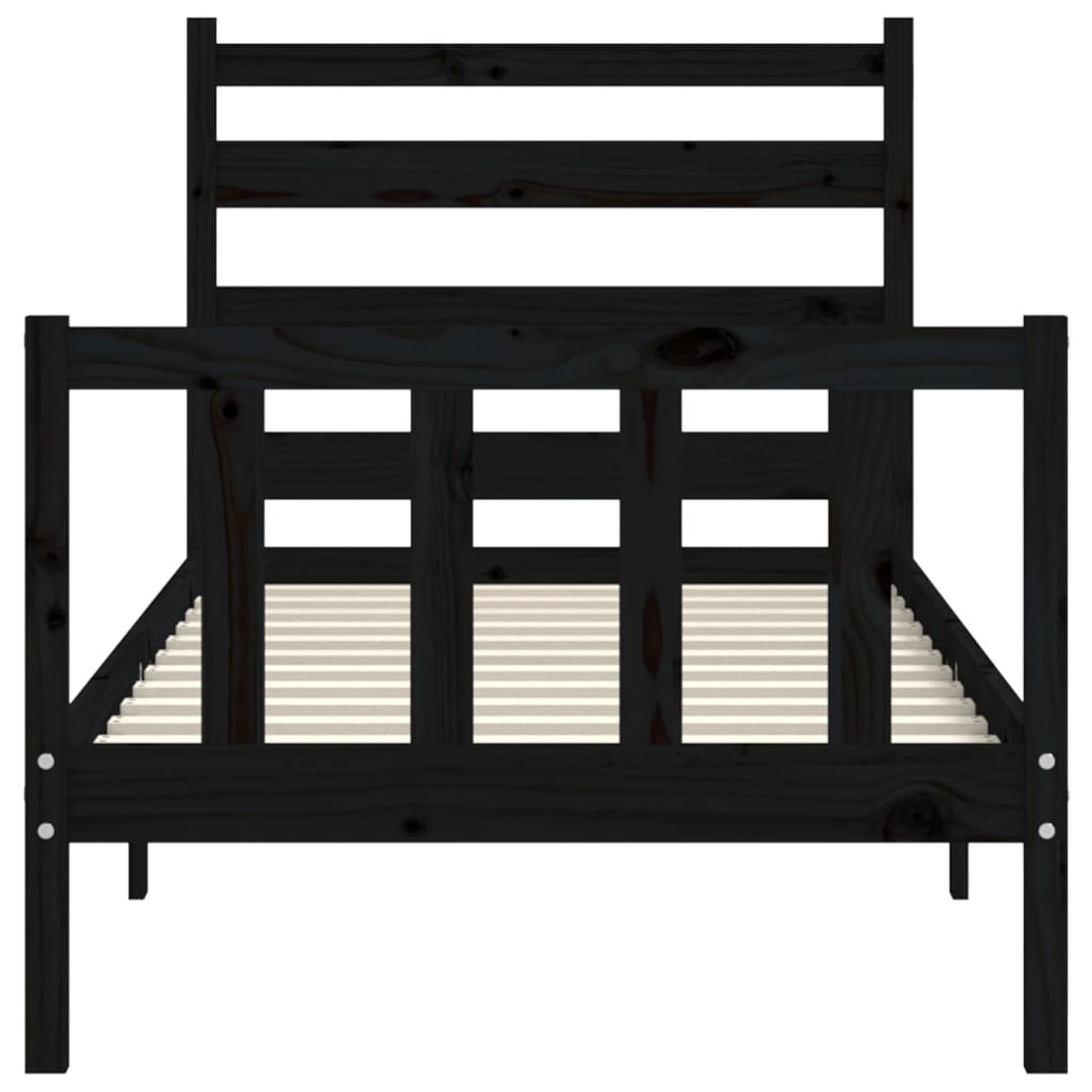 Giroletto con Testiera Nero Small Single in Legno Massello | homemem39