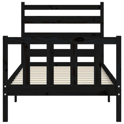 Giroletto con Testiera Nero Small Single in Legno Massello | homemem39