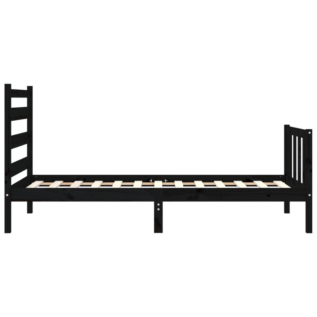 Giroletto con Testiera Nero Small Single in Legno Massello | homemem39