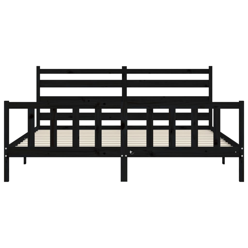 Giroletto con Testiera Nero 200x200 cm in Legno Massello | homemem39