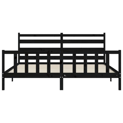 Giroletto con Testiera Nero 200x200 cm in Legno Massello | homemem39