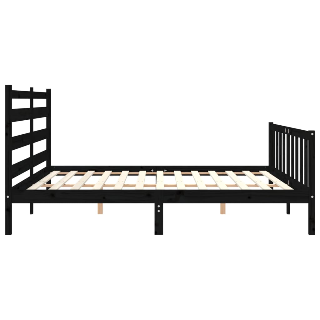 Giroletto con Testiera Nero 200x200 cm in Legno Massello | homemem39