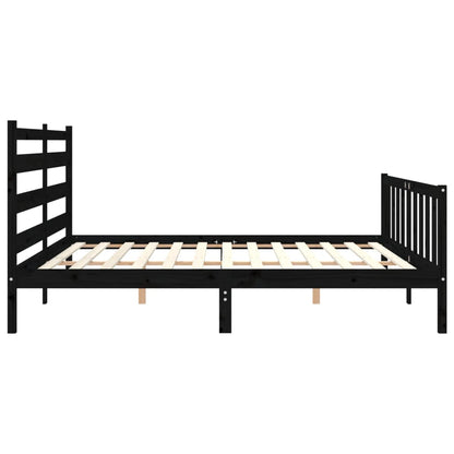 Giroletto con Testiera Nero 200x200 cm in Legno Massello | homemem39