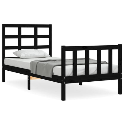 Giroletto con Testiera Nero Small Single in Legno Massello | homemem39