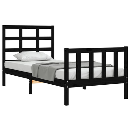 Giroletto con Testiera Nero Small Single in Legno Massello | homemem39