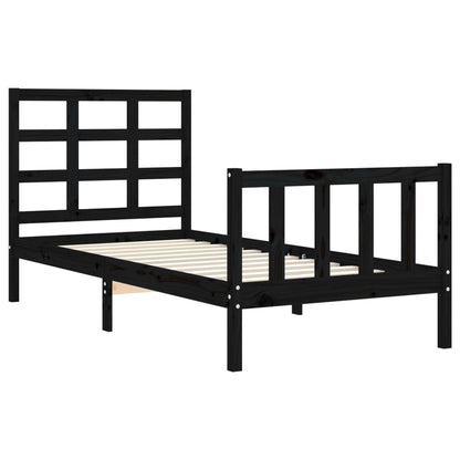 Giroletto con Testiera Nero Small Single in Legno Massello | homemem39