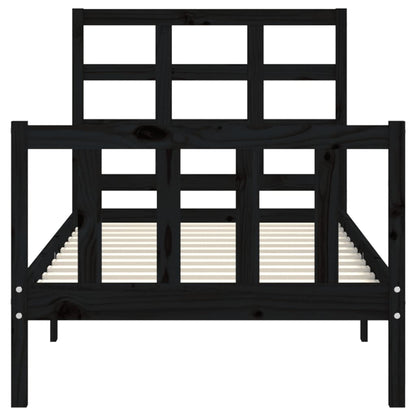 Giroletto con Testiera Nero Small Single in Legno Massello