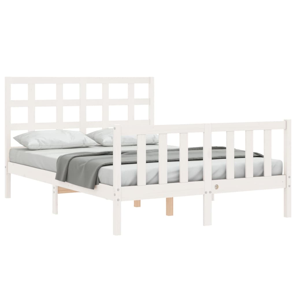 Letto senza Materasso Bianco 140x190 cm Legno Massello di Pino