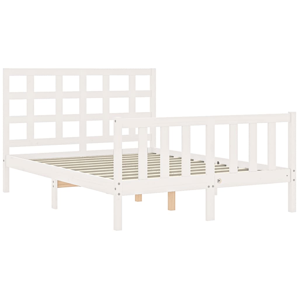 Letto senza Materasso Bianco 140x190 cm Legno Massello di Pino
