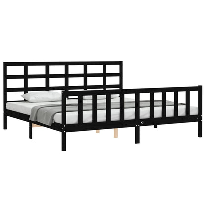 Giroletto con Testiera Nero 200x200 cm in Legno Massello | homemem39