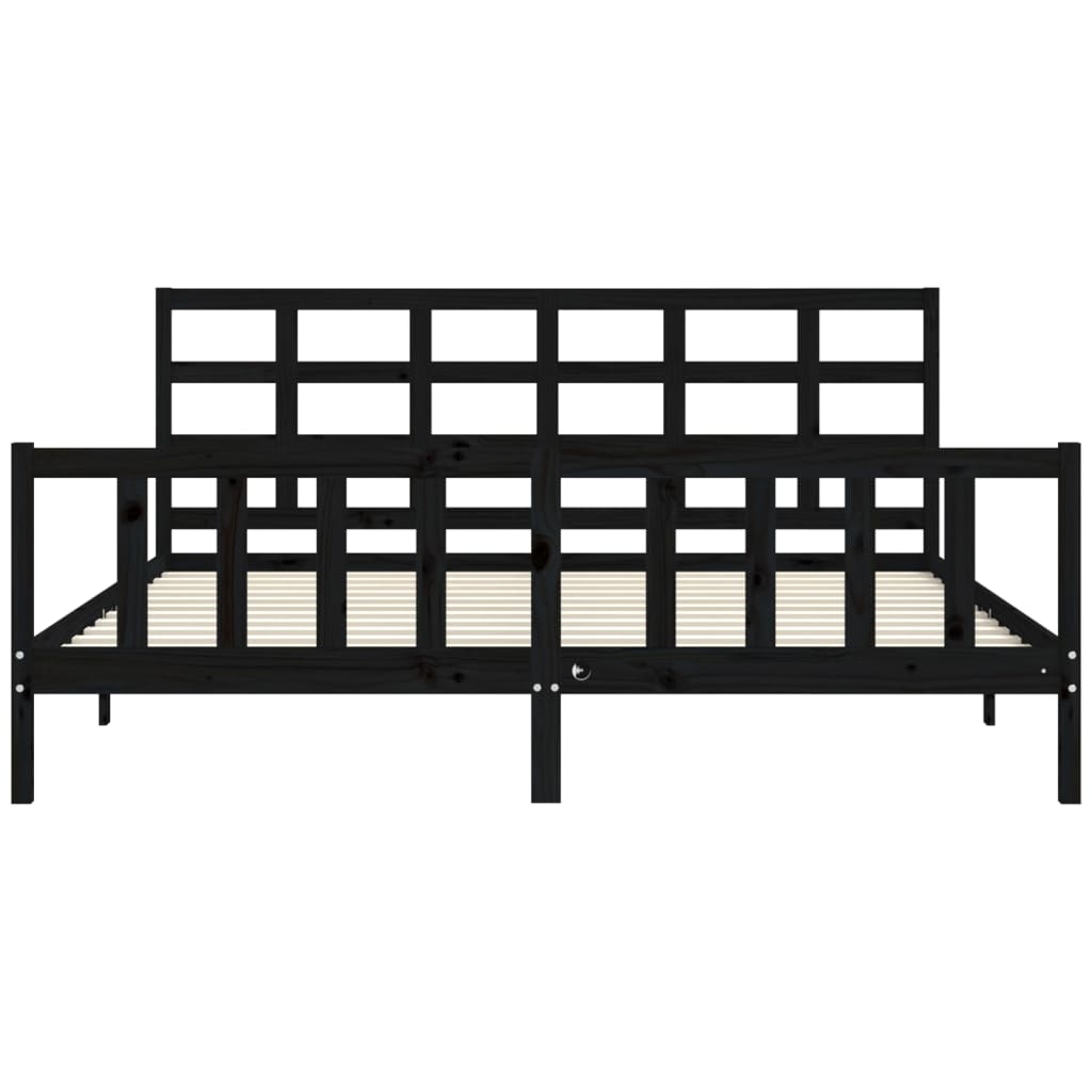 Giroletto con Testiera Nero 200x200 cm in Legno Massello | homemem39
