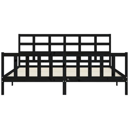 Giroletto con Testiera Nero 200x200 cm in Legno Massello | homemem39