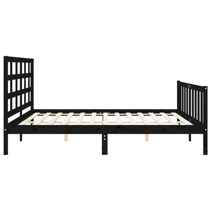 Giroletto con Testiera Nero 200x200 cm in Legno Massello | homemem39
