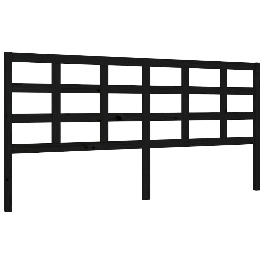 Giroletto con Testiera Nero 200x200 cm in Legno Massello | homemem39