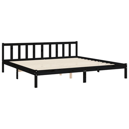 Giroletto con Testiera Nero 200x200 cm in Legno Massello | homemem39