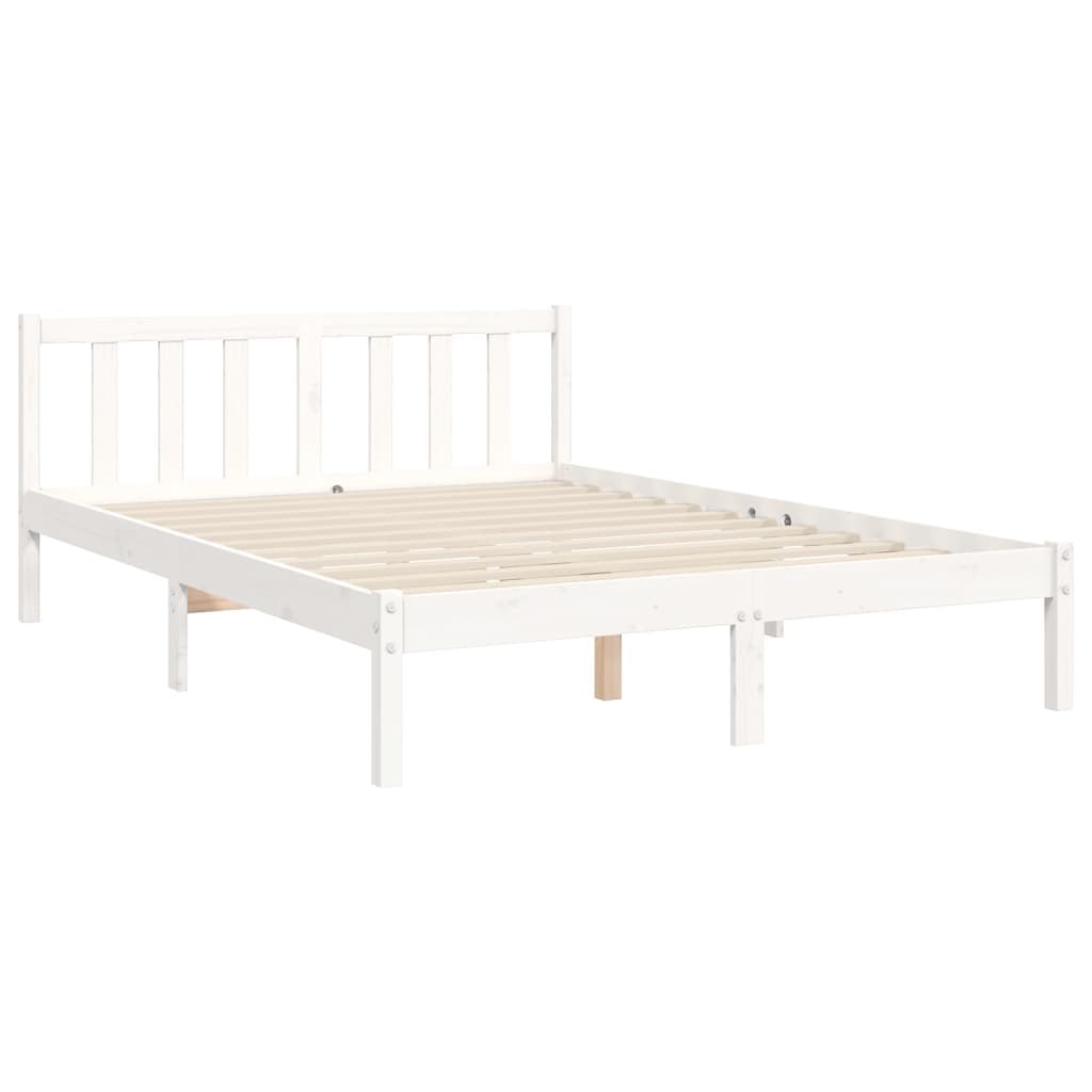 Letto senza Materasso Bianco 140x190 cm Legno Massello di Pino - homemem39