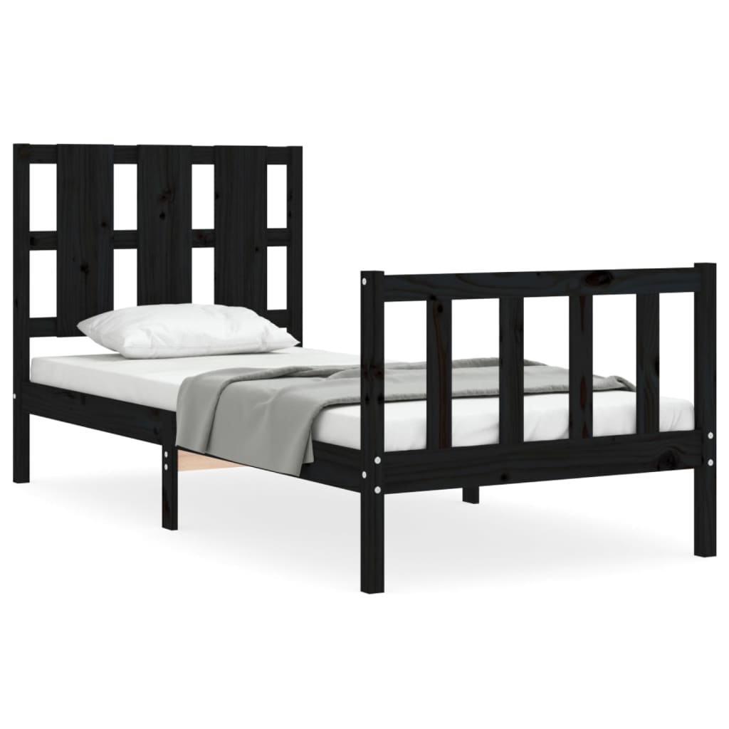 Giroletto con Testiera Nero Small Single in Legno Massello | homemem39