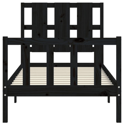Giroletto con Testiera Nero Small Single in Legno Massello | homemem39