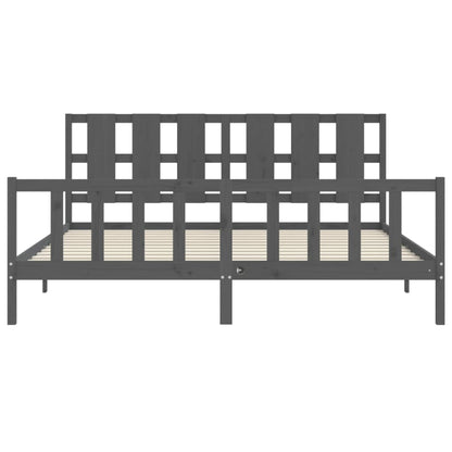 Giroletto con Testiera Grigio 200x200 cm in Legno Massello - homemem39