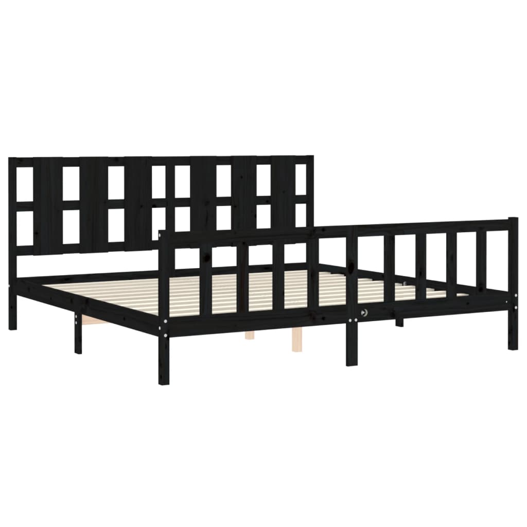 Giroletto con Testiera Nero 200x200 cm in Legno Massello | homemem39