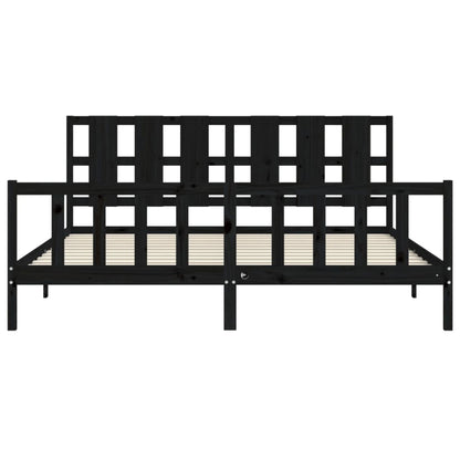 Giroletto con Testiera Nero 200x200 cm in Legno Massello | homemem39