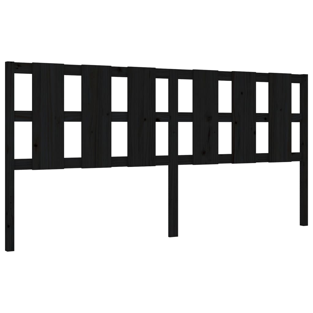 Giroletto con Testiera Nero 200x200 cm in Legno Massello | homemem39