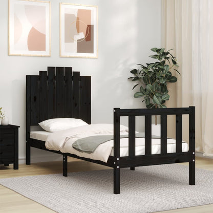 Giroletto con Testiera Nero Small Single in Legno Massello | homemem39