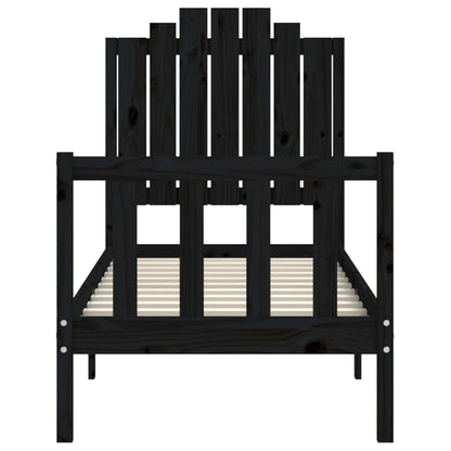 Giroletto con Testiera Nero Small Single in Legno Massello | homemem39