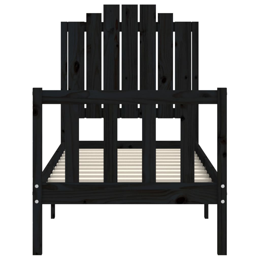 Giroletto con Testiera Nero Small Single in Legno Massello