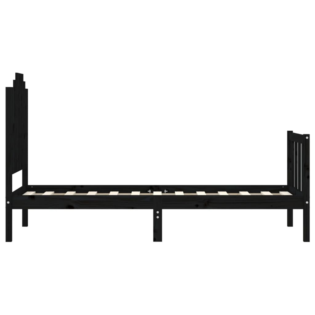 Giroletto con Testiera Nero Small Single in Legno Massello | homemem39