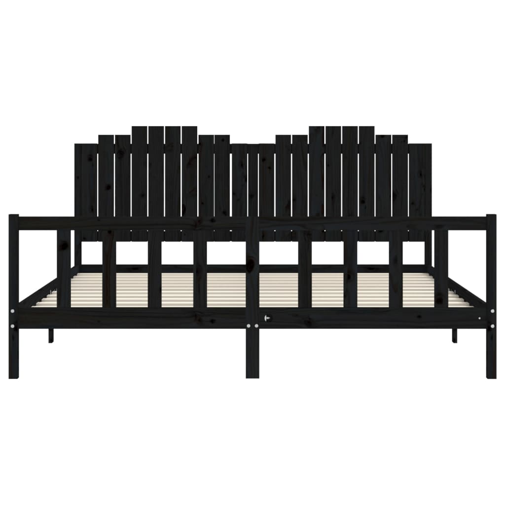Giroletto con Testiera Nero 200x200 cm in Legno Massello