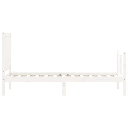 Giroletto con Testiera Bianco Small Single Legno Massello - homemem39