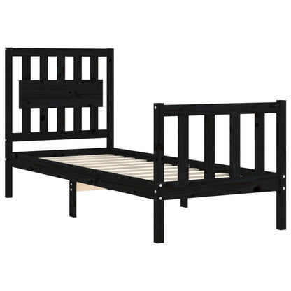 Giroletto con Testiera Nero Small Single in Legno Massello | homemem39