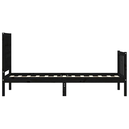 Giroletto con Testiera Nero Small Single in Legno Massello | homemem39