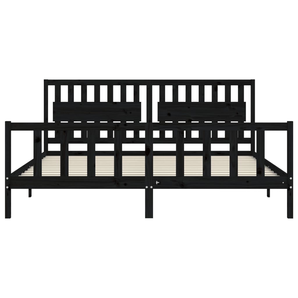Giroletto con Testiera Nero 200x200 cm in Legno Massello