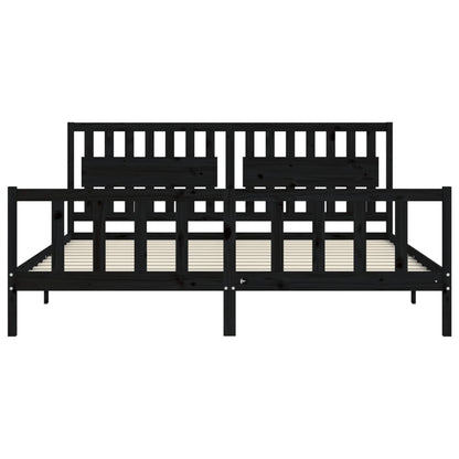 Giroletto con Testiera Nero 200x200 cm in Legno Massello