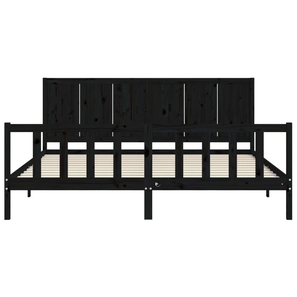 Giroletto con Testiera Nero 200x200 cm in Legno Massello