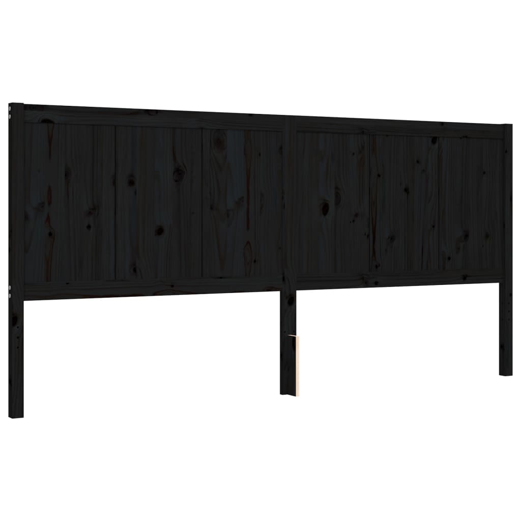 Giroletto con Testiera Nero 200x200 cm in Legno Massello