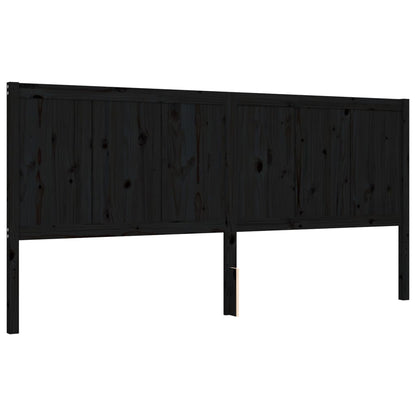 Giroletto con Testiera Nero 200x200 cm in Legno Massello