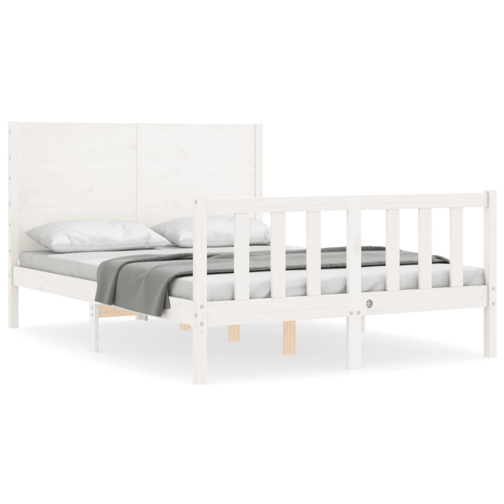 Letto senza Materasso Bianco 140x190 cm Legno Massello di Pino - homemem39